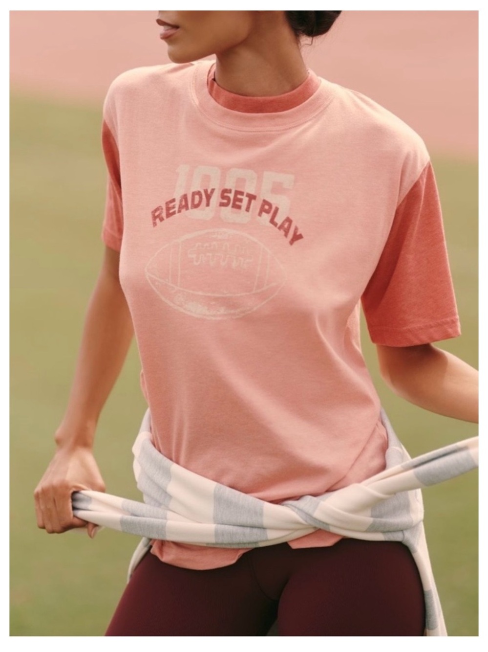 NWT DAILY PRACTICE by ANTHROPOLOGIE Runner Cotton Blend Tee in Shades of Pink
